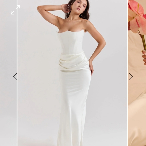 Sexy chic maxi strapless dress in 4 colors ivory,black,smoke and ruby - Picture 6 of 16